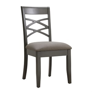 10184-GSMH Cross Back Dining Chair Set of 2 in Graystone/Moss Heather Seat