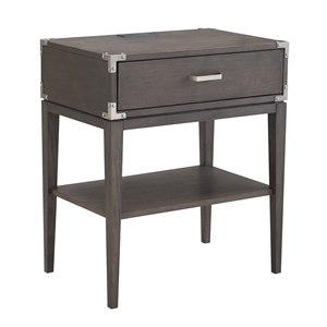 24022 beckett drawer nightstand table with ac/usb charger in anthracite/pewter