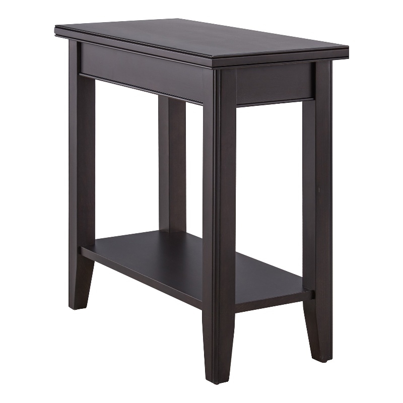 Leick Home 10505-BK Laurent Narrow Wood End Table with Shelf in Black