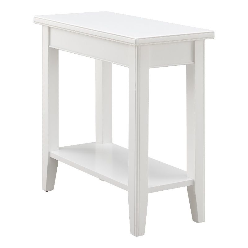 Leick Home 10505-WT Laurent Solid Wood Narrow End Table with Shelf in White