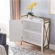 Leick Home 9200-WTGL Claudette Mixed Metal and Wood Foyer Cabinet in White/Gold