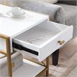 Leick Home 9206-WTGL Claudette Metal and Wood Drawer End Table in White/Gold