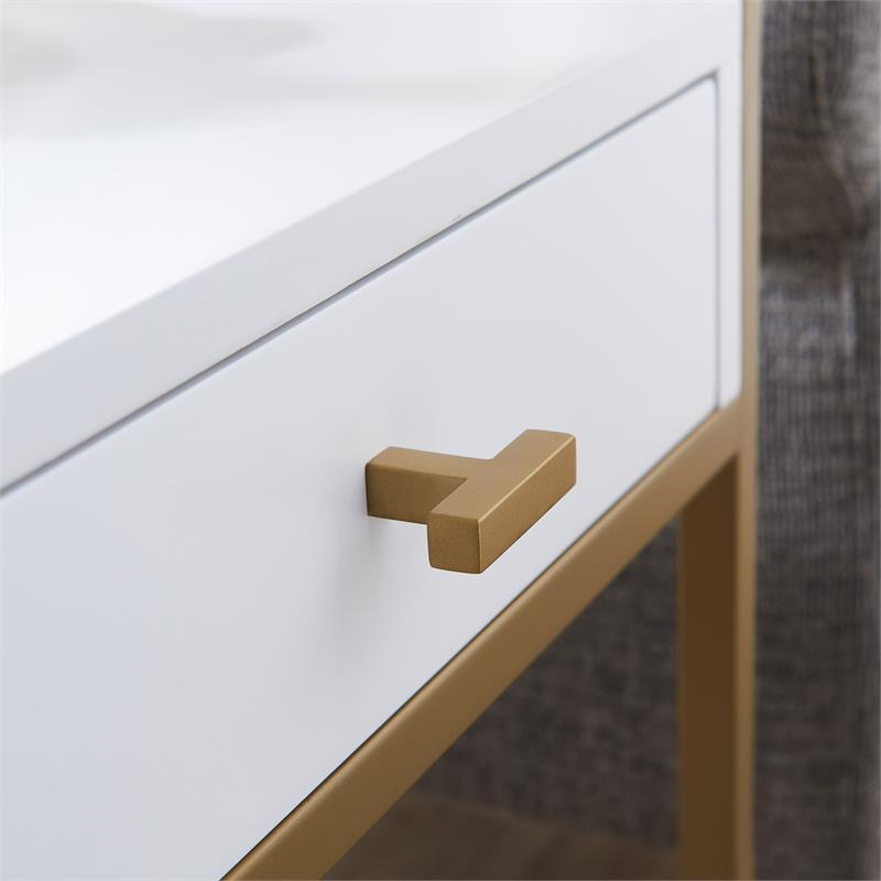 Leick Home 9206-WTGL Claudette Metal and Wood Drawer End Table in White/Gold