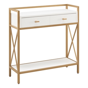 Leick Home Claudette Mixed Metal and Engineered Wood Hall Stand in White/Gold