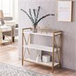 Leick Home 9261-WTGL Claudette Mixed Metal and Wood Bookshelf in White/Gold