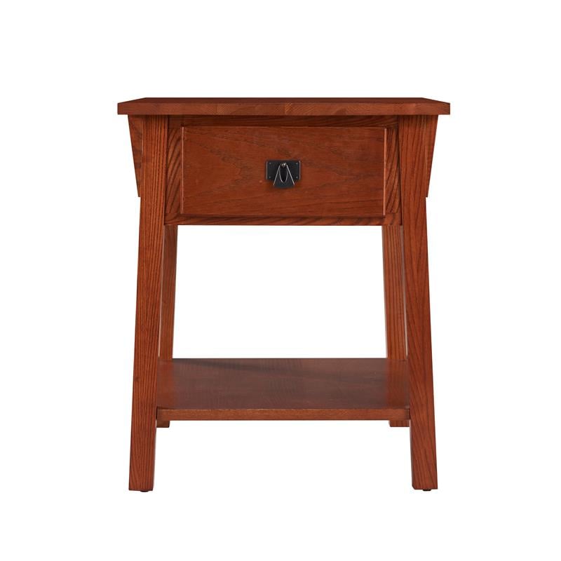 Leick Home Wood Mission Locking Drawer Side Table in Russet/Brown