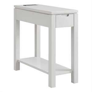 Leick Furniture Cade Solid Wood End Table with Drawer and AC/USB Outlet in Gray
