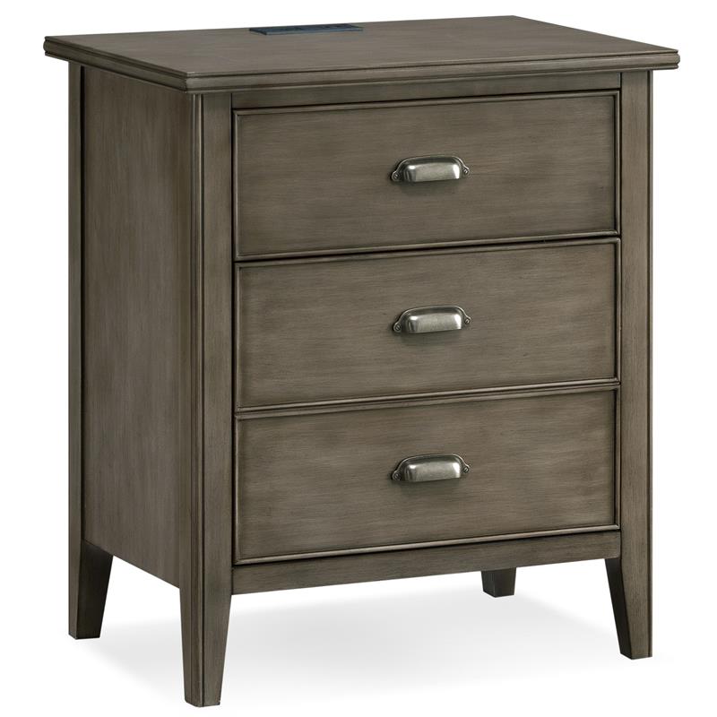 Laurent Nightstand with Drawer/Door Storage and AC/USB Outlet in Smoke