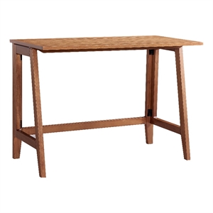 leick home wood dottie canted leg collapsible folding desk wheat/mahogany