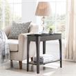 Leick Furniture Obsidian Glass Top Wedge End Table with Shelf in Gray/Black
