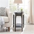Leick Furniture Obsidian Glass Top Wedge End Table with Shelf in Gray/Black