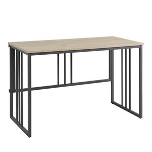 Leick Home 70001-WOGM Collapsible Slatted Mission Desk in White Oak/Gunmetal