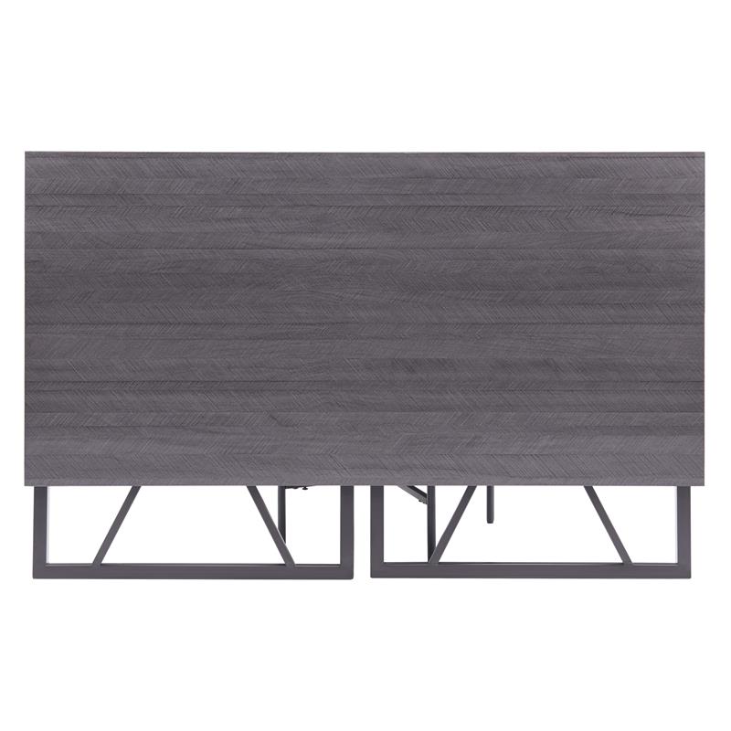 Leick Home 70002-BLKNK Collapsible X Desk - Gray Herringbone/Matte Black