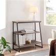 Leick Home 70007-ROBLK Stepped Tier Bookshelf in Roughsawn Oak/Gunmetal Gray