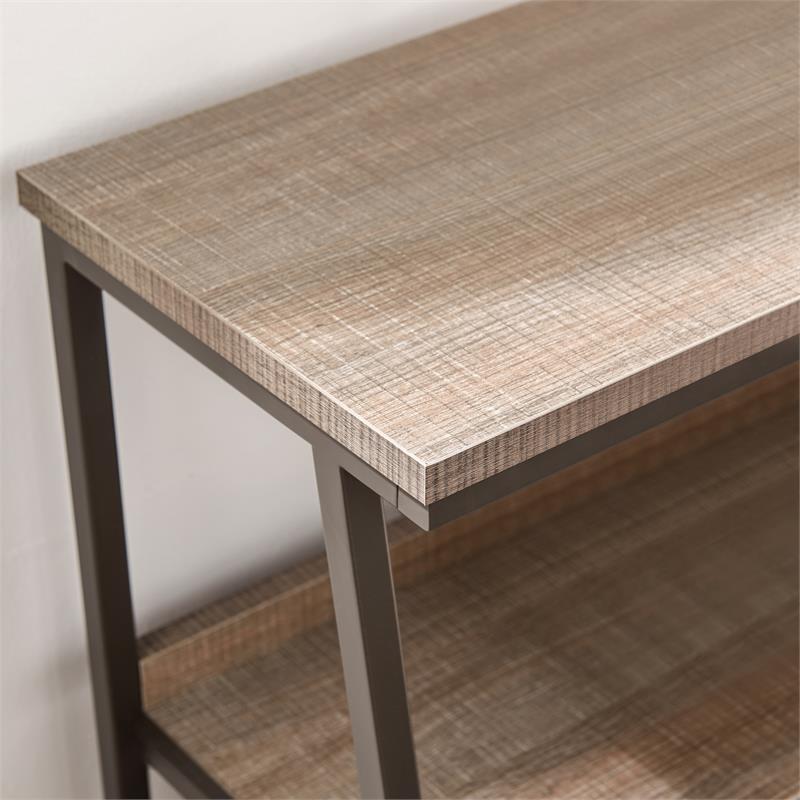 Leick Home 70007-ROBLK Stepped Tier Bookshelf in Roughsawn Oak/Gunmetal Gray