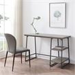 70003-ROBLK Wood Reversible Stepped Tier Shelf Desk in Oak/Gunmetal Gray