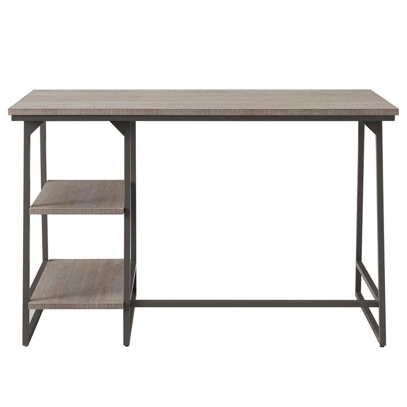 70003-ROBLK Wood Reversible Stepped Tier Shelf Desk in Oak/Gunmetal Gray