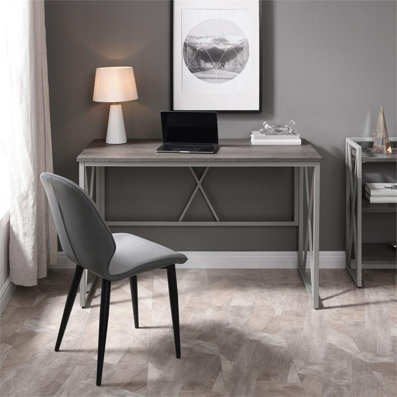 Leick Home 70002-WWNK Collapsible X Desk in Weathered Wood/Satin Nickel