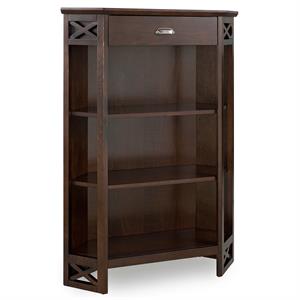 81263 one drawer mantel height three shelf corner bookshelf in chocolate oak
