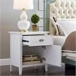 Laurent Wood Nightstand with Drawer/Door Storage & AC/USB Outlet in White