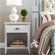 Laurent Wood Nightstand with Drawer/Door Storage & AC/USB Outlet in White