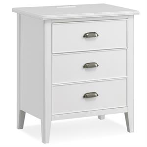 Laurent Nightstand with Drawer/Door Storage and AC/USB Outlet in Orchid White