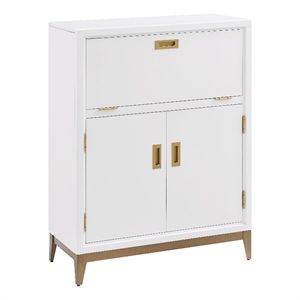 Leick Furniture 2-Door Metal & Wood Desk in White and Gold