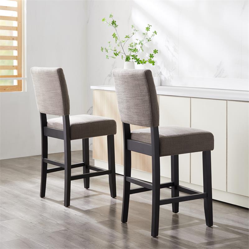 Leick Favorite Finds Wood Upholstered Back Counter Stool Set in Black and Gray