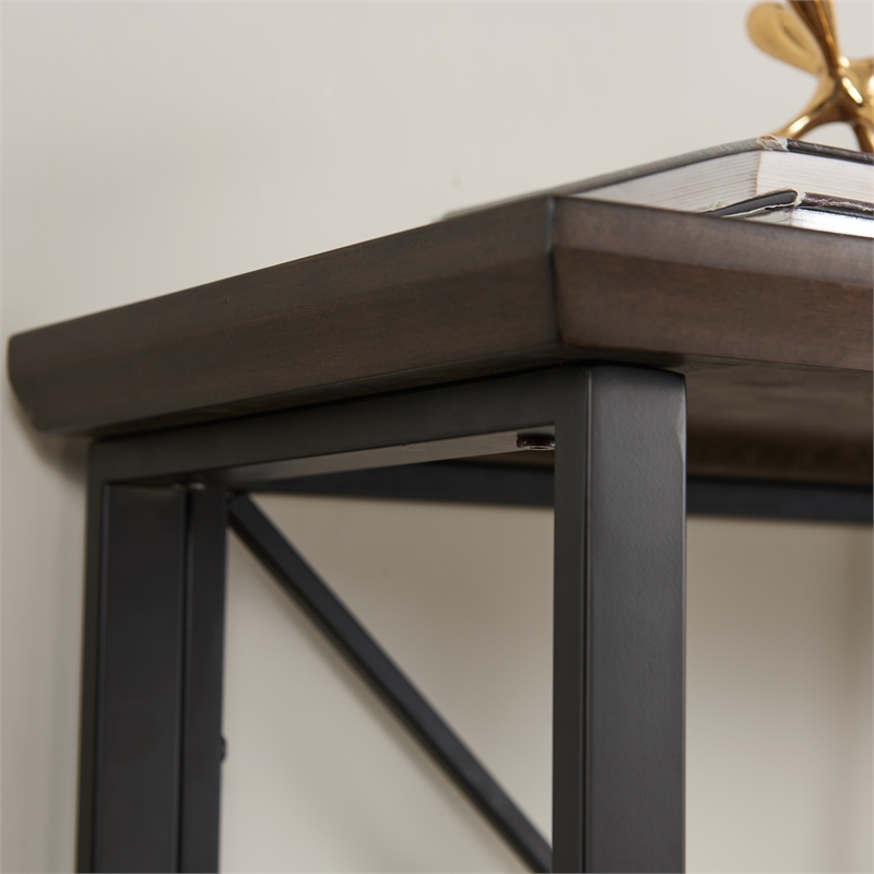 11832-DEMB Finnick Mixed Metal and Wood Bookshelf in Dark Earth/Matte Black