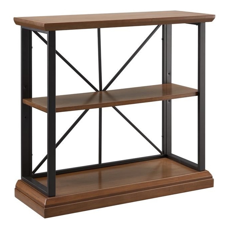 11832-WLGM Finnick Mixed Metal and Wood Bookshelf in Willow/Gunmetal Espresso