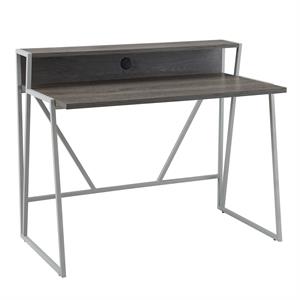 70010-WWNK Fletcher 44&quotL x 23.75&quot Writing Desk in Weathered Wood/Nickel