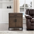 9079-GRMB Julien Assembled Wood Nightstand Table w/ AC/USB in Coffee Bean/Black