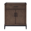 9079-GRMB Julien Assembled Wood Nightstand Table w/ AC/USB in Coffee Bean/Black
