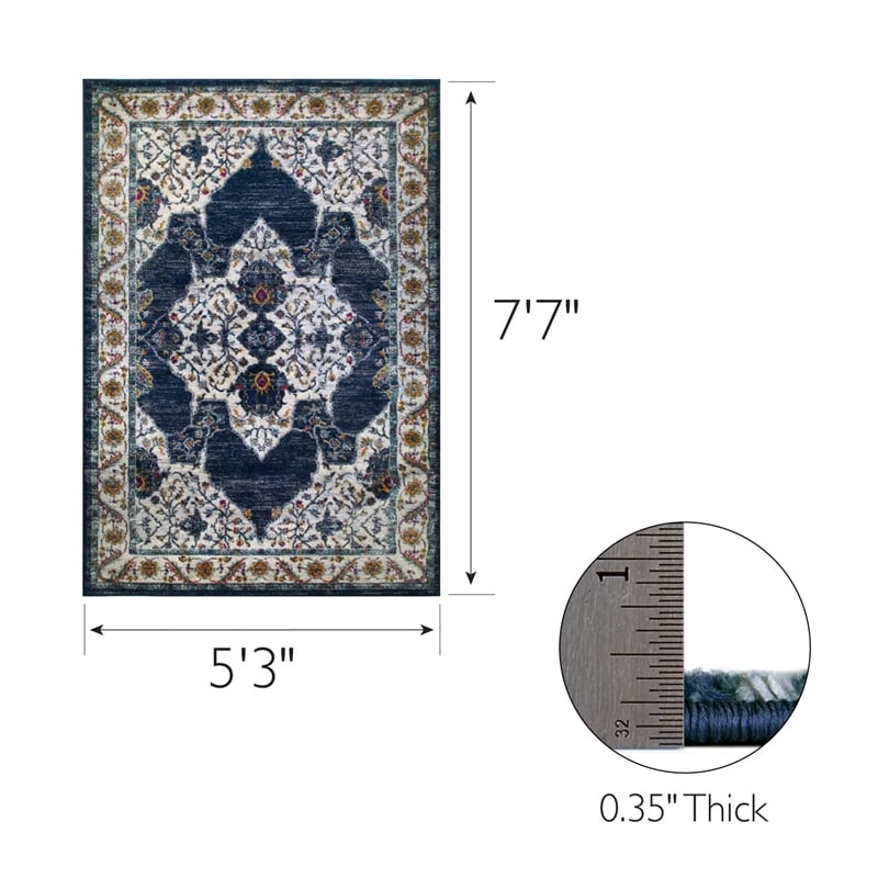 596270 Wendlyn Vintage Multicolor Medallion Boho Chic Area Rug 5'3