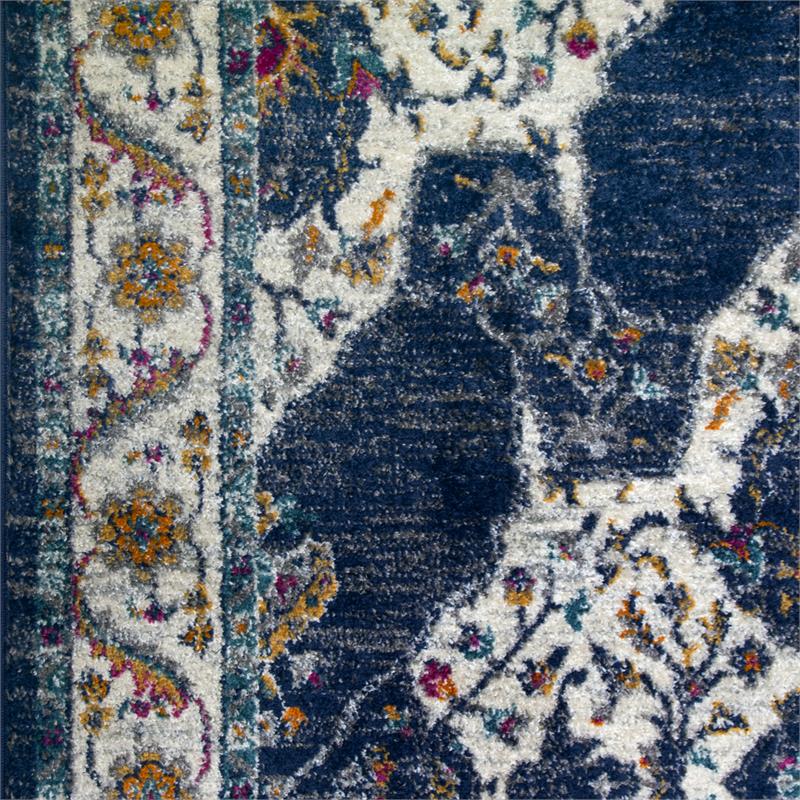 596296 Wendlyn Vintage Multicolor Medallion Boho Chic Faded Area Rug 7'10