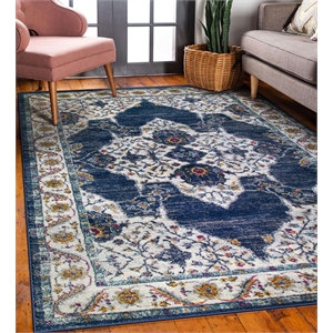 596296 Wendlyn Vintage Multicolor Medallion Boho Chic Faded Area Rug 7'10&quot x 10'