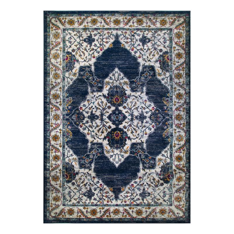 596296 Wendlyn Vintage Multicolor Medallion Boho Chic Faded Area Rug 7'10