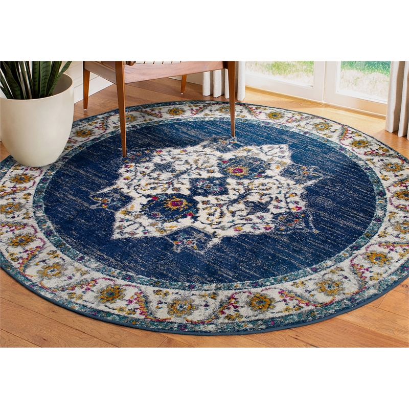 594044 Wendlyn Vintage Multicolor Medallion Boho Chic Area Rug 5'.3