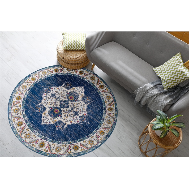 594044 Wendlyn Vintage Multicolor Medallion Boho Chic Area Rug 5'.3