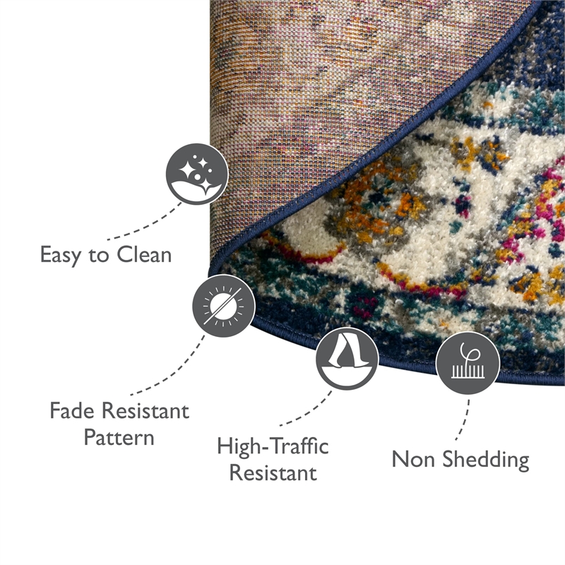 594044 Wendlyn Vintage Multicolor Medallion Boho Chic Area Rug 5'.3