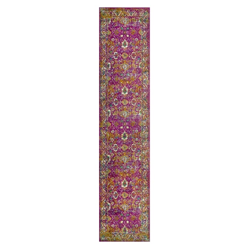 594200 Laraline Vintage Turkish Medallion Faded Fuchsia Area Rug 2'2