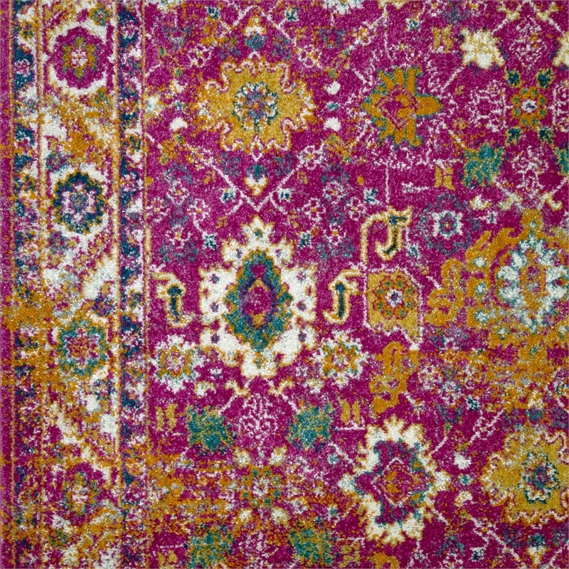 594234 Laraline Vintage Turkish Medallion Faded Fuchsia Area Rug 5'3
