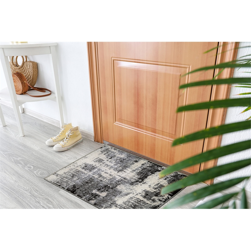 594267 Allerick Vintage Monochromatic Abstract Gray Area Rug 1'9