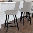 Leick Home Upholstered Stainless Steel Base Counter Stool Set of 2 in Gray/Black