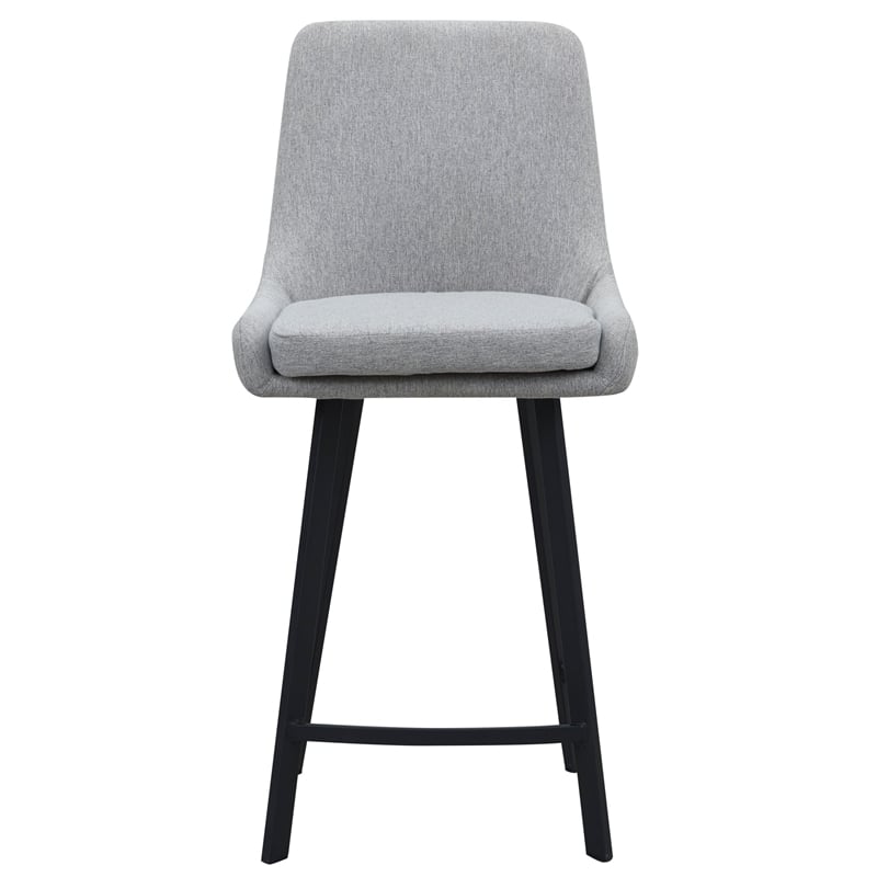 Leick Home Upholstered Stainless Steel Base Counter Stool Set of 2 in Gray/Black