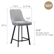 Leick Home Upholstered Stainless Steel Base Counter Stool Set of 2 in Gray/Black
