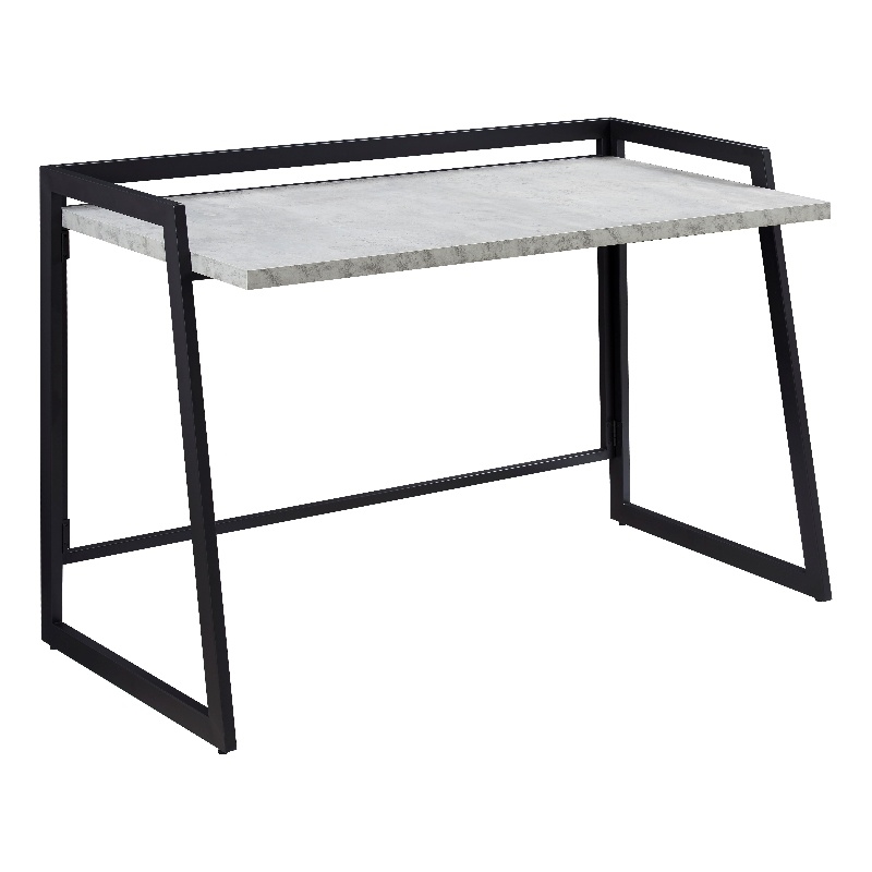 70004-CCGM Mixed Metal and Wood Desk in Gray Concrete/Gunmetal
