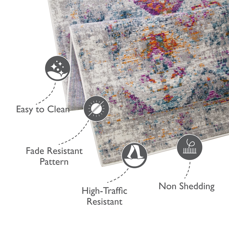 596205 Calian Vintage Patchwork Boho Chic Faded Area Rug Rectangle 5'3