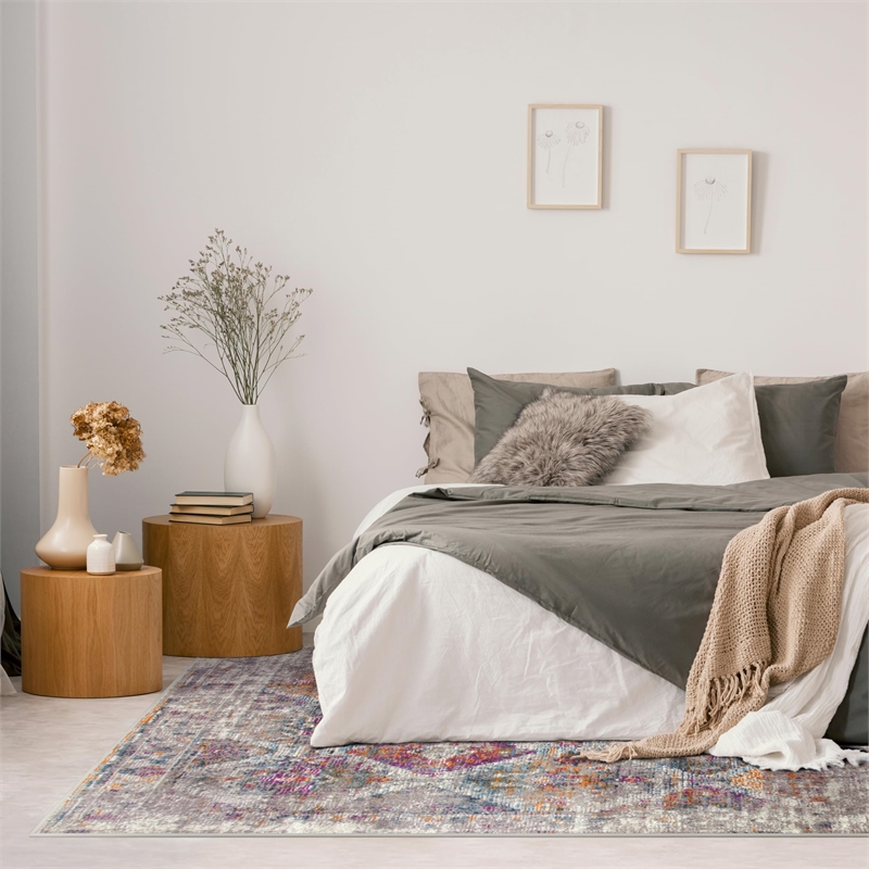 596205 Calian Vintage Patchwork Boho Chic Faded Area Rug Rectangle 5'3