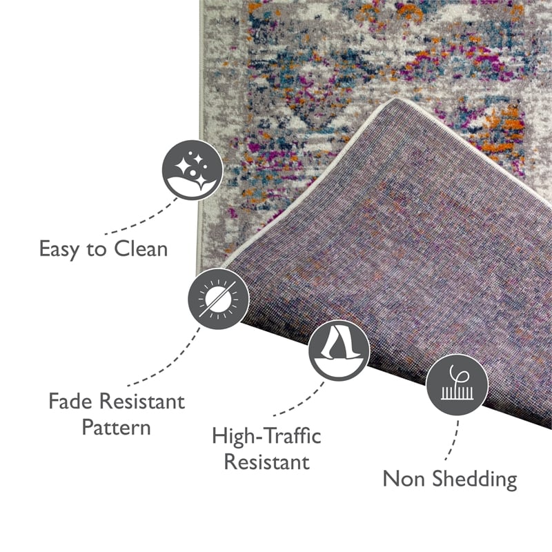 596155 Calian Vintage Patchwork Boho Chic Faded Area Rug Runner 1'9